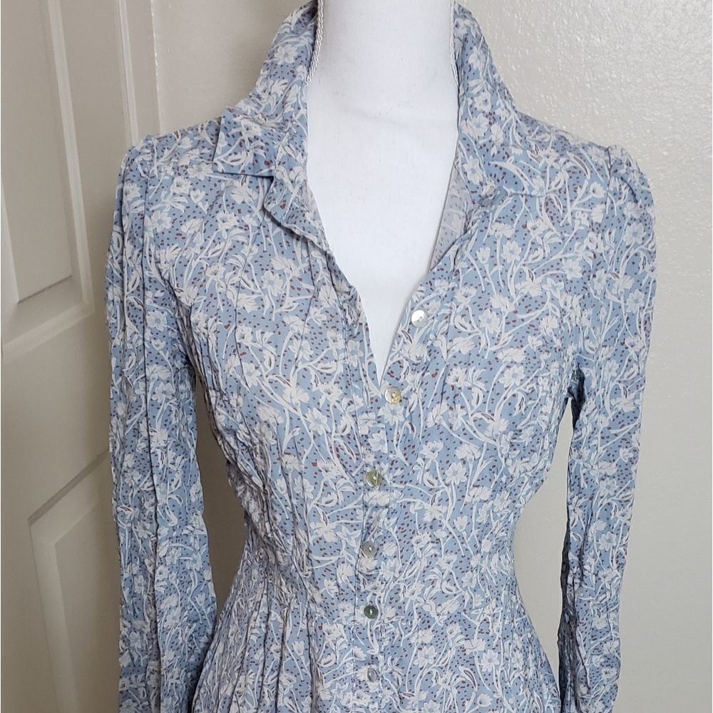 Blue n white floral print dress